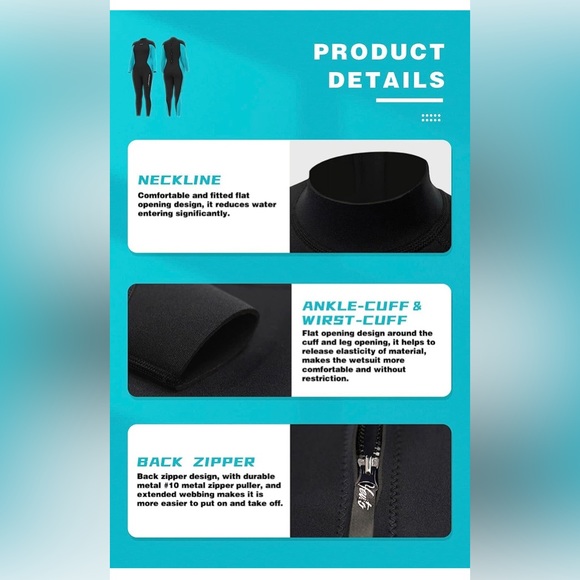 Hevto Men and Women 3/2mm Neoprene Wetsuit NWT - Picture 4 of 14